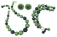 Vintage Green & Black Bead Parure