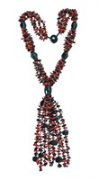 Black & Red Branch Coral Multi-Strand Necklace