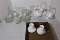 Box of milk glass and more