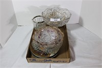 Box of pressed glass and more