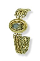Vintage Topaz Glass Stone Chain Bracelet