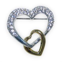 Napier Interlocking Hearts Rhinestone Brooch