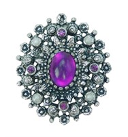 Vintage Sarah Coventry Purple Stone Brooch