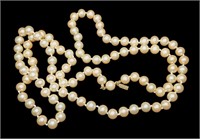 Vintage Marvella Glass Pearl Long Necklace