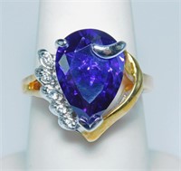 Purple Crystal & Rhinestone Cocktail Ring