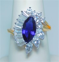 Cubic Zirconia & Blue Stone Cocktail Ring
