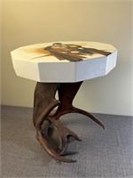 Dean Ottawa Hand Painted Drum Moose Antler Table