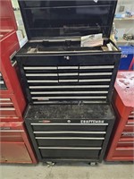 Black rolling 2 tier Craftsman toolbox w few tools