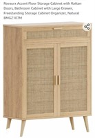 Storage Cabinet w/ Rattan Doors,