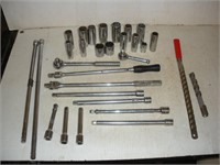 Assorted 1/2 Drive Extensions, Sockets, Ratchets,