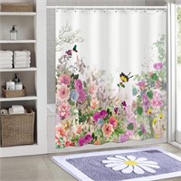 Floral Shower Curtain -72 "W x 72" L with 12 Hooks