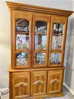 China Cabinet; has glass doors on top, lighted