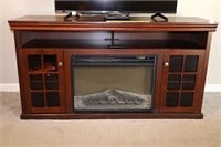 Console w/ faux fireplace; Fireplace insert did