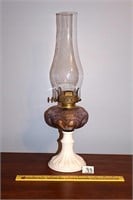 Vintage oil lamp; measures 18 1/2 in T w/ chimney