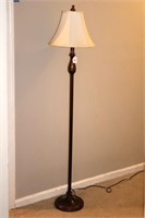Floor lamp w/ fabric shade; base is bronze