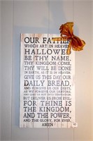 Lord's Prayer wooden wall plaque; measures