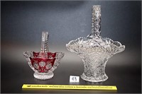 (2) Clear glass (possibly crystal) baskets;