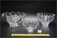 (3) Glass bowls, likely crystal but not