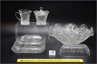 Group lot of clear glass serving dishes  Located