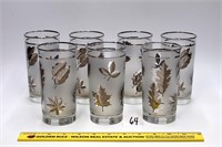 Set of (8) vintage Libby glass tumblers w/ silver