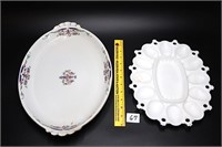 Milk glass egg plate (very heavy) & 15 inch oval