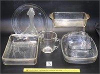 Group lot of clear glass bakeware including Pyrex