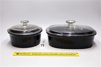 (2) Corningware French Black dishes w/ lids;