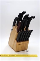 Knife block by Miracle Blade; (2) knives are
