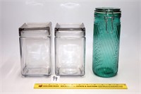 Group lot of glass canisters; (2) Anchor Hocking