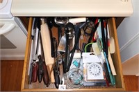 Kitchen drawer clean out including assorted