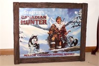 Framed Seagram's Canadian Hunter Whiskey poster;
