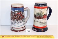 (2) Budweiser Collectible Holiday steins; 1989 &