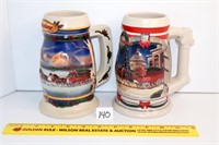 (2) Budweiser Collectible Holiday steins; 2000 &