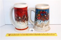 (2) Budweiser Collectible Holiday steins; 2004 &