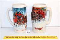 (2) Budweiser Collectible Holiday steins; 2006 &