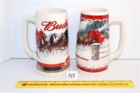 (2) Budweiser Collectible Holiday steins; 2010 &