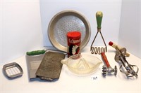 Group lot of vintage kitchen tools including hand