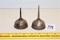 (2) Small vintage oil cans; measure approx. 2 in