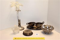 Group lot of home décor & tableware items, some