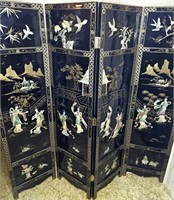 4 Panel Dbl Sided Screen w/ Mother of Pearl Inlay