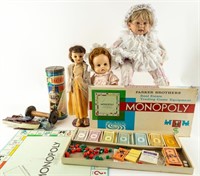 Lot Of 8 Vintage Toys, Games, Dolls