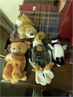 3 ty beanie babies ,1 classic lion, 1 fisher