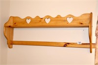 Wooden wall shelf w/ small quilt rack