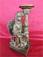 Gold Tone Angel Candleholder Statue 15 1/4"