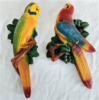 Pair of 13" Miller Studio Chalkware Parrots 1967
