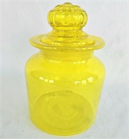 Takahashi Yellow Apothecary Jar w/ Lid 6" Tall
