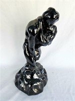 Lg The Lovers Mirrored Black Finish Statue 16"