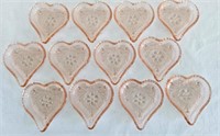 12 Indiana Glass 3 1/2" Pink Heart Trinket Dishes