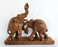 Wood African Hand Carved Elephant Statue 10"