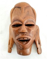 Small Wood Hand Carved African Tribal Mask 5"